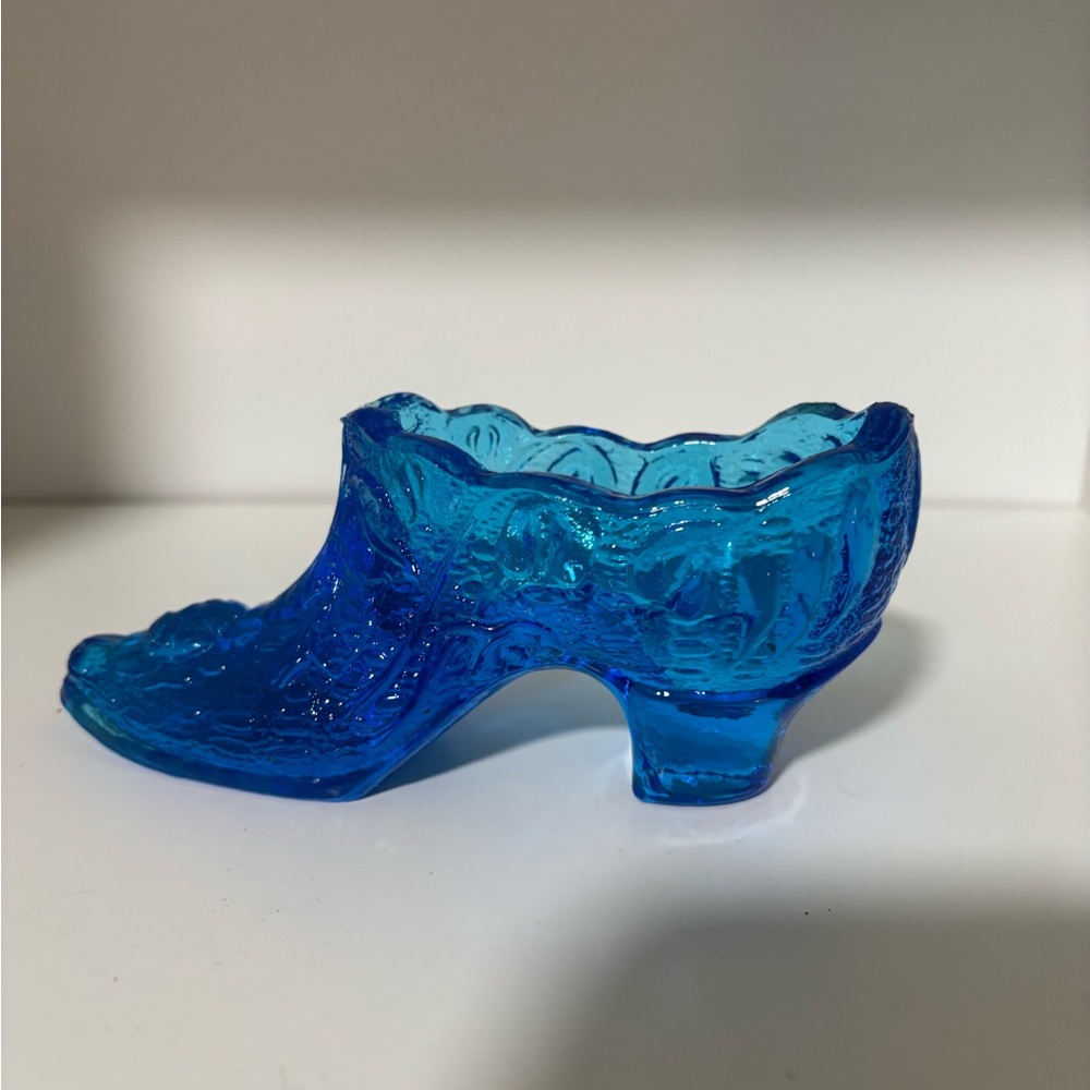 Vintage Kanawha Blue Glass Shoe Slipper